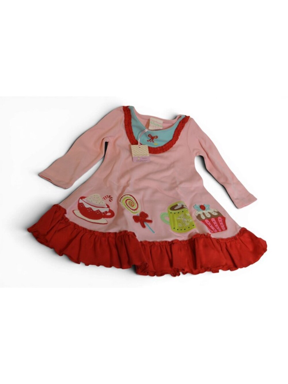 Lemon Loves Lime 2T Holiday Dress Cocoa Cupcake Applique Pink Red NWT